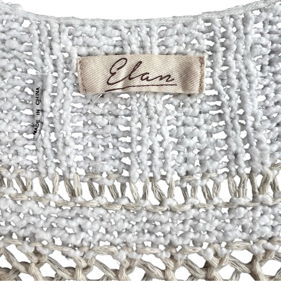 Elan Women’s Open Knit V-Neck Sweater Beige Pullover In Size Medium - Picture 4 of 9